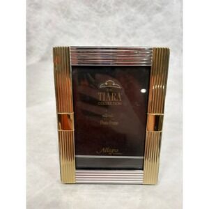 The Tiara Collection Allegro Gold Silver Two Tone Ribbed 3.5x5 Photo Frame